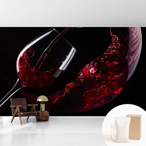 Papier peint intissé décoratif pour salon chambre et cuisine Facile à poser avec colle Vin rouge 416x254 cm (1/5)