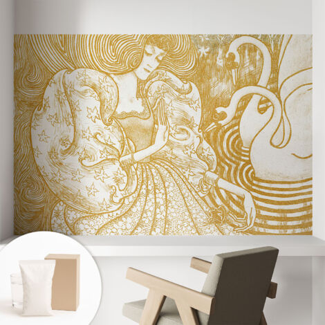 Papier peint intissé avec imprimé pour décoration intérieure pour rénovation a motif - Colle incluse gratuite Élégance féminine 104x70 cm (1/5)