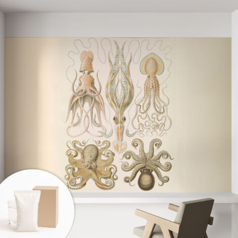 Papier peint intissé avec imprimé pour cuisine facile à appliquer pour mur pour salon a motif - Colle incluse gratuite Vie marine 152x104 cm (1/5)