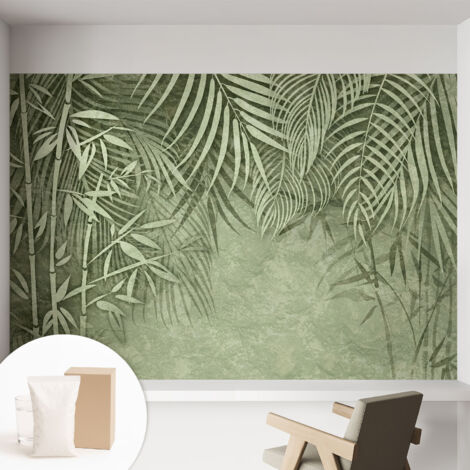 Papier peint intissé décoratif pour salon chambre et cuisine Facile à poser avec colle Paradis de bambous 152x104 cm (1/5)