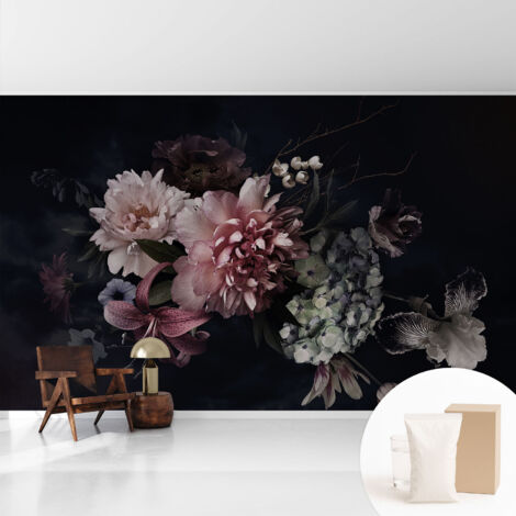 Papier peint intissé avec imprimé pour décoration intérieure pour rénovation a motif - Colle incluse gratuite Composition florale 416x254 cm (1/5)