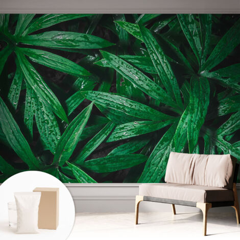 Papier peint intissé avec imprimé pour décoration intérieure pour rénovation a motif - Colle incluse gratuite Verdure naturelle 312x219 cm (1/5)