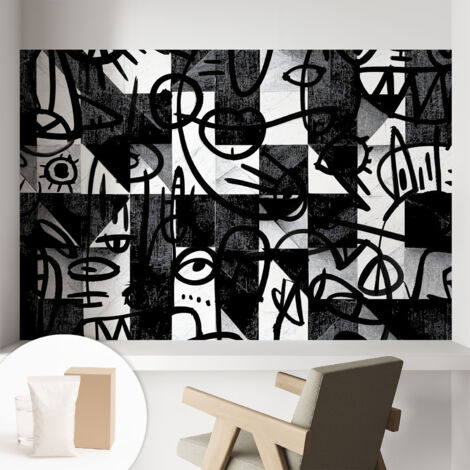 Papier peint intissé décoratif avec colle pour salon chambre et bureau Installation rapide Chaos graphique 104x70 cm (1/5)