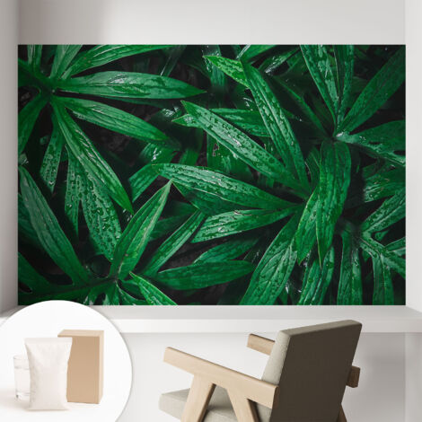 Papier peint intissé mural classique avec imprimé motifs décoratifs design élégant non‑tissé Verdure naturelle 104x70 cm (1/5)