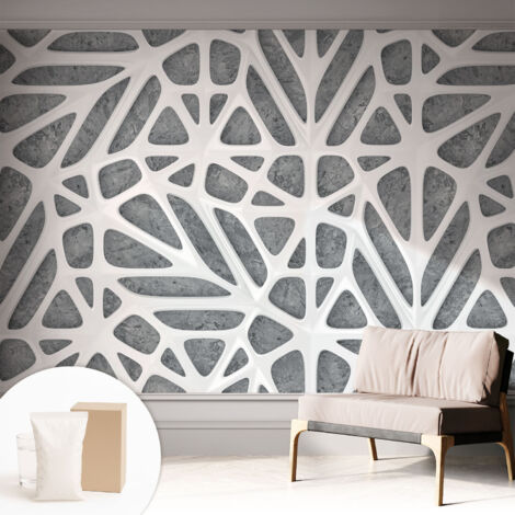 Papier peint intissé décoratif pour salon chambre et cuisine Facile à poser avec colle Réseau géométrique 312x219 cm (1/5)