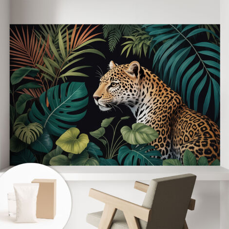 Papier peint avec colle pour décoration moderne de salon chambre à coucher cuisine et bureau Facile Léopard exotique 104x70 cm (1/5)