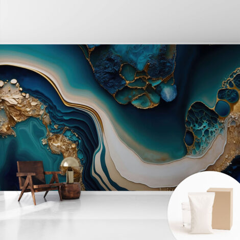 Papier peint décoratif avec colle pour salon, chambre à coucher et bureau – Design moderne et facile à poser Abstrait coloré 416x254 cm (1/5)