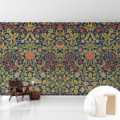 Papier peint intissé pour salon chambre à coucher peint imprimé Installation facile - Colle incluse gratuite Motif floral 416x254 cm (1/5)