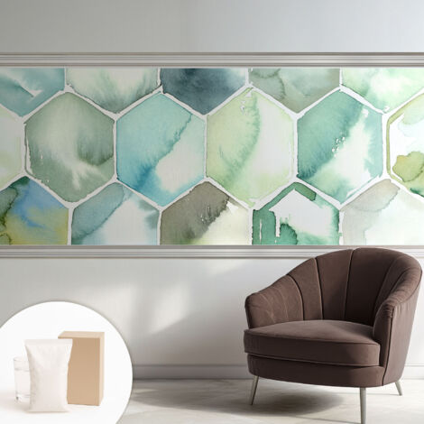 Papier peint intissé pour salon chambre à coucher peint imprimé Installation facile - Colle incluse gratuite Hexagones pastel 250x104 cm (1/5)