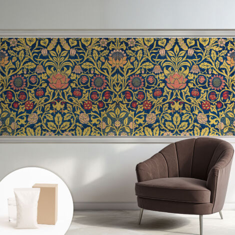 Papier peint intissé pour salon chambre à coucher peint imprimé Installation facile - Colle incluse gratuite Motif floral 250x104 cm (1/5)