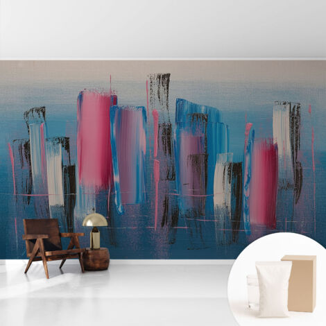 Papier peint intissé mural pour salon chambre à coucher tendance et originale - Colle incluse gratuite Bandes abstraites 416x254 cm (1/5)