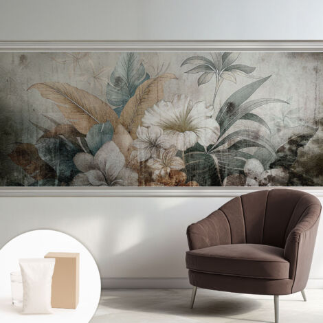Papier peint intissé mural classique avec imprimé motifs décoratifs design élégant non‑tissé Rêve floral 250x104 cm (1/5)
