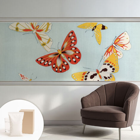 Papier peint intissé décoratif pour salon chambre et cuisine Facile à poser avec colle Papillons artistiques 250x104 cm (1/5)