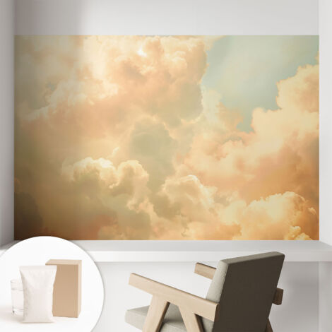 Papier peint intissé décoratif avec colle pour salon chambre et bureau Installation rapide Nuages éthérés 104x70 cm (1/5)