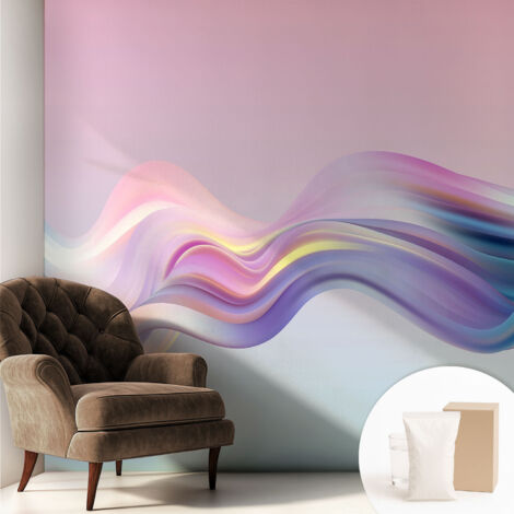 Papier peint intissé décoratif pour salon chambre et cuisine Facile à poser avec colle Vagues colorées 250x250 cm (1/5)