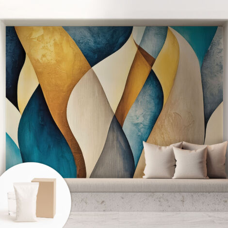 Papier peint intissé décoratif pour salon chambre et cuisine Facile à poser avec colle Abstraction ondulante 208x146 cm (1/5)