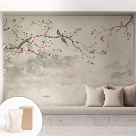 Papier peint intissé décoratif pour salon chambre et cuisine Facile à poser avec colle Paysage oriental 208x146 cm (1/5)