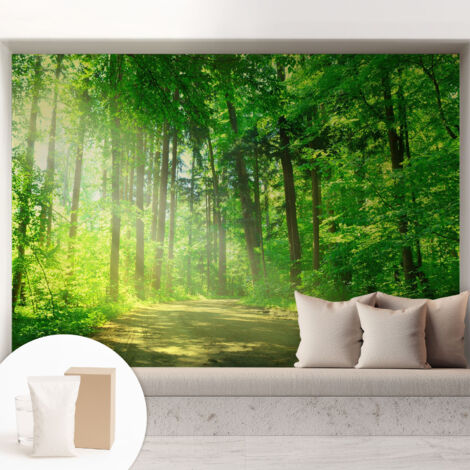 Papier peint intissé pour salon chambre à coucher peint imprimé Installation facile - Colle incluse gratuite Sentier forestier 208x146 cm (1/5)