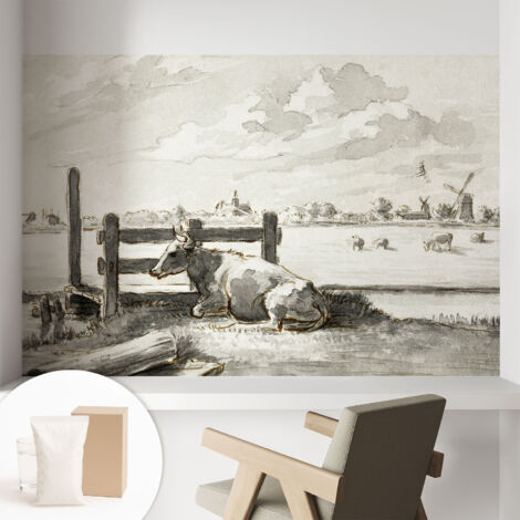 Papier peint décoratif avec colle pour salon, chambre à coucher et bureau – Design moderne et facile à poser Idylle champêtre 104x70 cm (1/5)
