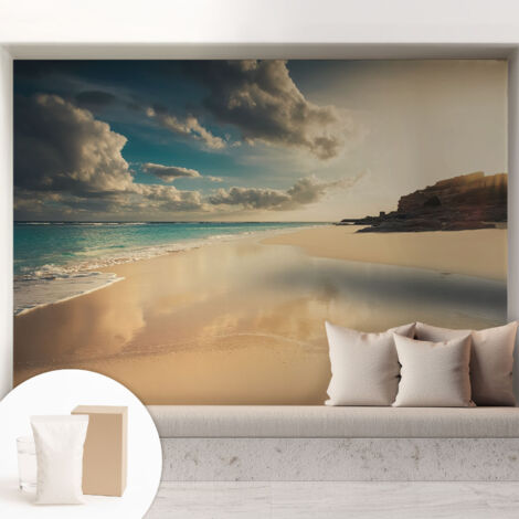 Papier peint intissé avec imprimé pour décoration intérieure pour rénovation a motif - Colle incluse gratuite Côte ensoleillée 208x146 cm (1/5)