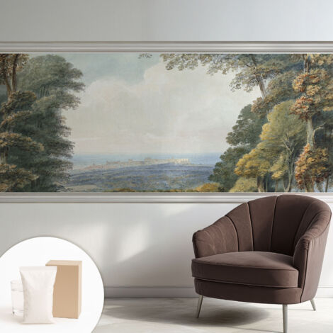 Papier peint intissé décoratif pour salon chambre et cuisine Facile à poser avec colle Paysage boisé 250x104 cm (1/5)
