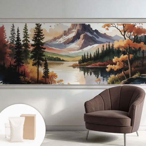 Papier peint intissé avec imprimé pour décoration intérieure pour rénovation a motif - Colle incluse gratuite Automne en montagne 250x104 cm (1/5)