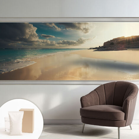Papier peint intissé avec imprimé pour décoration intérieure pour rénovation a motif - Colle incluse gratuite Côte ensoleillée 250x104 cm (1/5)