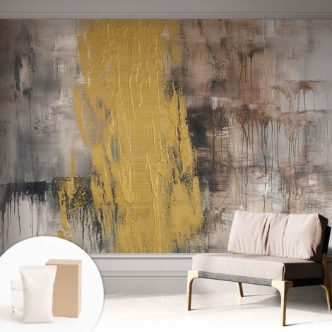 Papier peint intissé avec imprimé pour décoration intérieure pour rénovation a motif - Colle incluse gratuite Vision abstraite 312x219 cm (1/5)