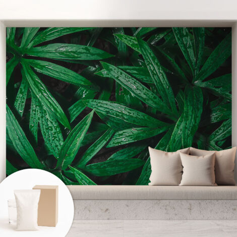 Papier peint intissé avec imprimé pour décoration intérieure pour rénovation a motif - Colle incluse gratuite Verdure naturelle 208x146 cm (1/5)