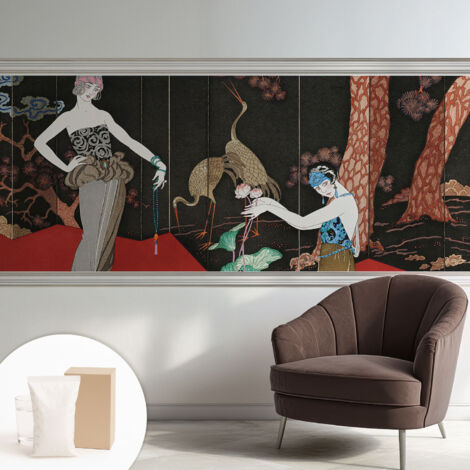 Papier peint intissé mural classique avec imprimé motifs décoratifs design élégant non‑tissé Scène élégante 250x104 cm (1/5)