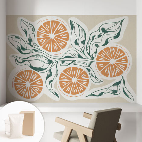 Papier peint intissé décoratif pour salon chambre et cuisine Facile à poser avec colle Motifs fruités 104x70 cm (1/5)