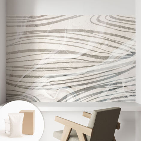 Papier peint intissé décoratif avec colle pour salon chambre et bureau Installation rapide Lignes ondulantes 104x70 cm (1/5)