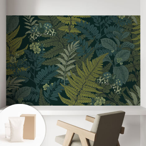 Papier peint intissé avec imprimé pour décoration intérieure pour rénovation a motif - Colle incluse gratuite Élégance verte 104x70 cm (1/5)