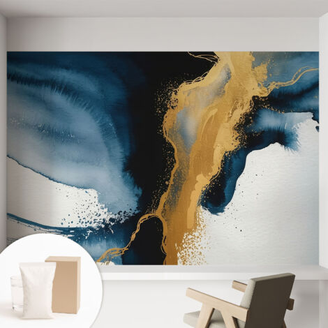 Papier peint intissé avec imprimé pour décoration intérieure pour rénovation a motif - Colle incluse gratuite Abstraction colorée 152x104 cm (1/5)
