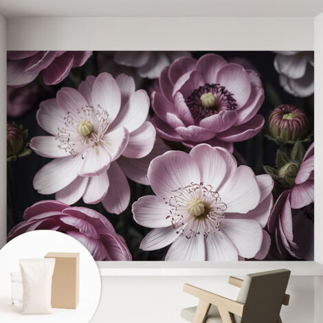 Papier peint intissé mural classique avec imprimé motifs décoratifs design élégant non‑tissé Élégance florale 152x104 cm (1/5)