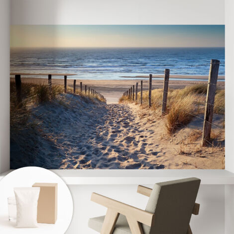 Papier peint intissé classique moderne pour salon et chambre à coucher Décoration rapide avec colle Sentier de plage 104x70 cm (1/5)
