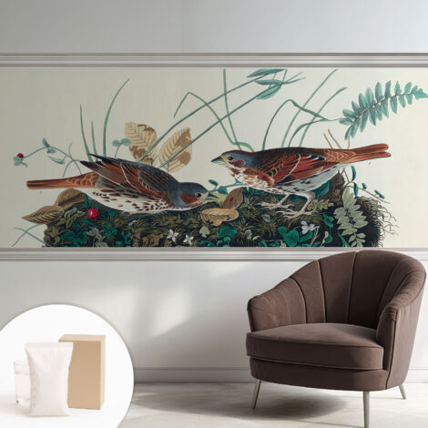 Papier peint intissé mural classique avec imprimé motifs décoratifs design élégant non‑tissé Charme de la nature 250x104 cm (1/5)