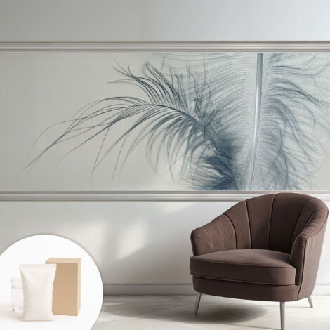 Papier peint intissé mural classique avec imprimé motifs décoratifs design élégant non‑tissé Plume délicate 250x104 cm (1/5)