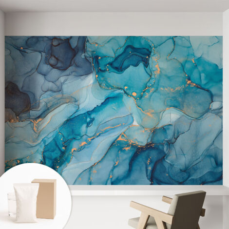 Papier peint avec colle pour décoration moderne de salon chambre à coucher cuisine et bureau Facile Abstrait bleu 152x104 cm (1/5)