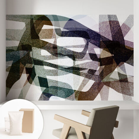 Papier peint intissé décoratif pour salon chambre et cuisine Facile à poser avec colle Arcs colorés 104x70 cm (1/5)