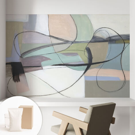 Papier peint intissé avec imprimé pour décoration intérieure pour rénovation a motif - Colle incluse gratuite Lignes pastel 104x70 cm (1/5)