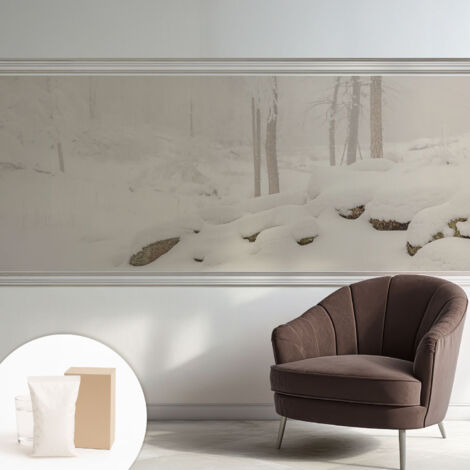 Papier peint intissé décoratif pour salon chambre et cuisine Facile à poser avec colle Forêt enneigée 250x104 cm (1/5)