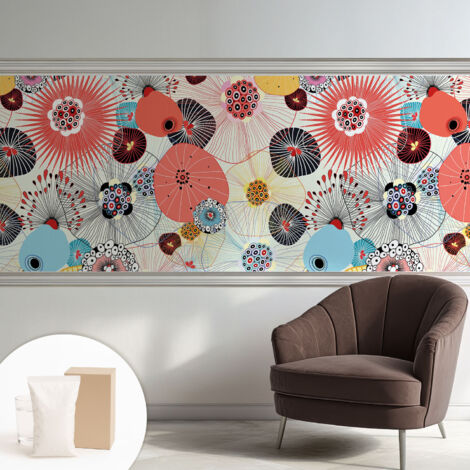 Papier peint intissé avec imprimé pour décoration intérieure pour rénovation a motif - Colle incluse gratuite Fleurs colorées 250x104 cm (1/5)