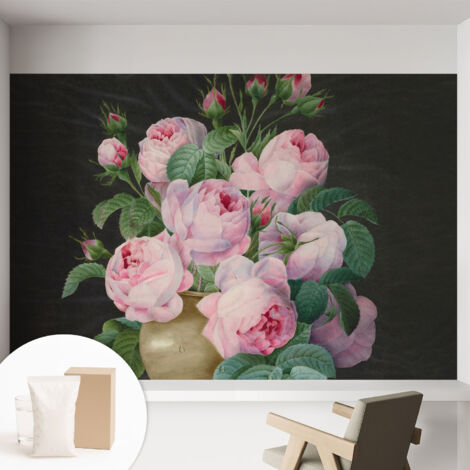 Papier peint intissé mural classique avec imprimé motifs décoratifs design élégant non‑tissé Élégance florale 152x104 cm (1/5)