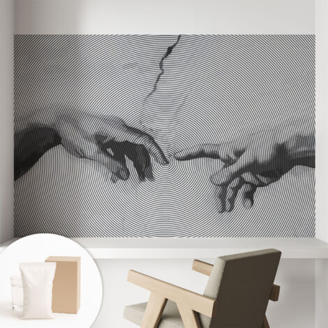 Papier peint intissé mural classique avec imprimé motifs décoratifs design élégant non‑tissé Mains hypnotiques 104x70 cm (1/5)