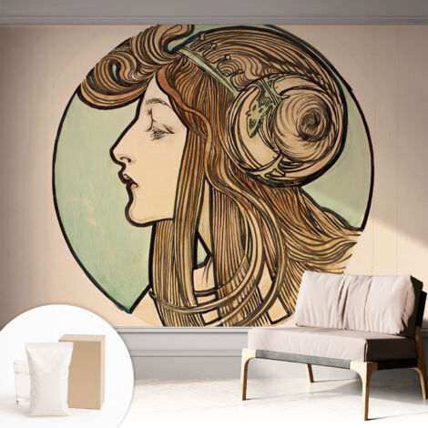 Papier peint décoratif avec colle pour salon, chambre à coucher et bureau – Design moderne et facile à poser Portrait Art nouveau 312x219 cm (1/5)