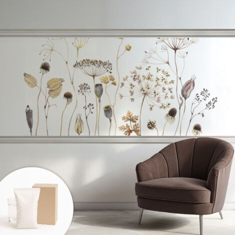 Papier peint intissé mural pour salon chambre à coucher tendance et originale - Colle incluse gratuite Fleurs des champs 250x104 cm (1/5)