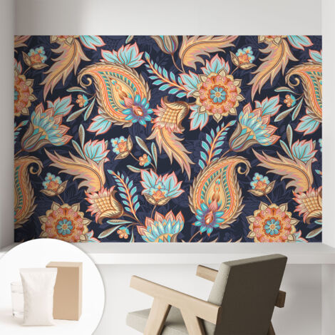Papier peint intissé décoratif pour salon chambre et cuisine Facile à poser avec colle Motif floral 104x70 cm (1/5)