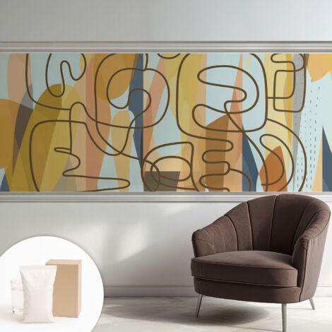 Papier peint intissé avec imprimé pour décoration intérieure pour rénovation a motif - Colle incluse gratuite Formes abstraites 250x104 cm (1/5)