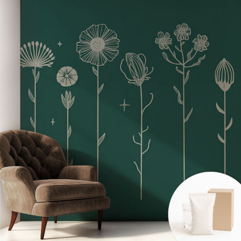 Papier peint intissé décoratif pour chambre et salon Design moderne à poser facilement - Colle incluse gratuite Fleurs délicates 250x250 cm (1/5)